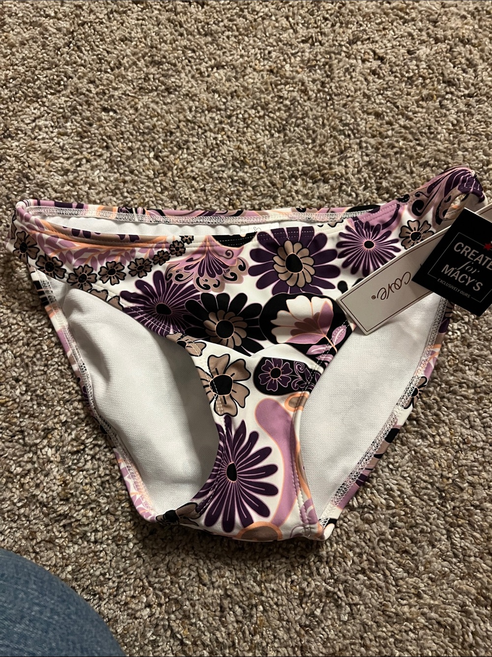 Floral Bikini Bottoms in Purple and White